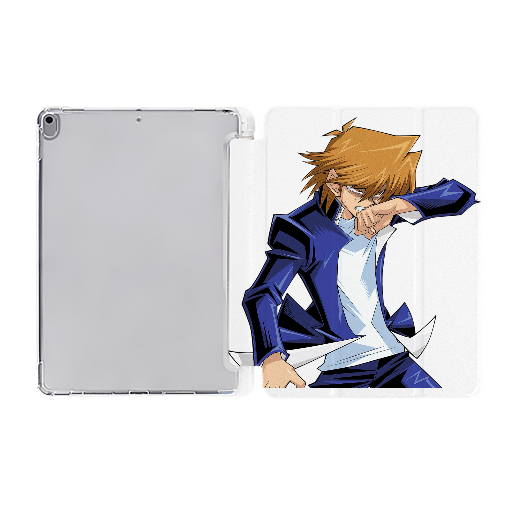 （画像用） 遊☆戯☆王 Yu-Gi-Oh! IPad ケース ペン収納付き 三つ折りスタンド PUレザー×シリコン 対応機種9.5/10.5/10.9インチ